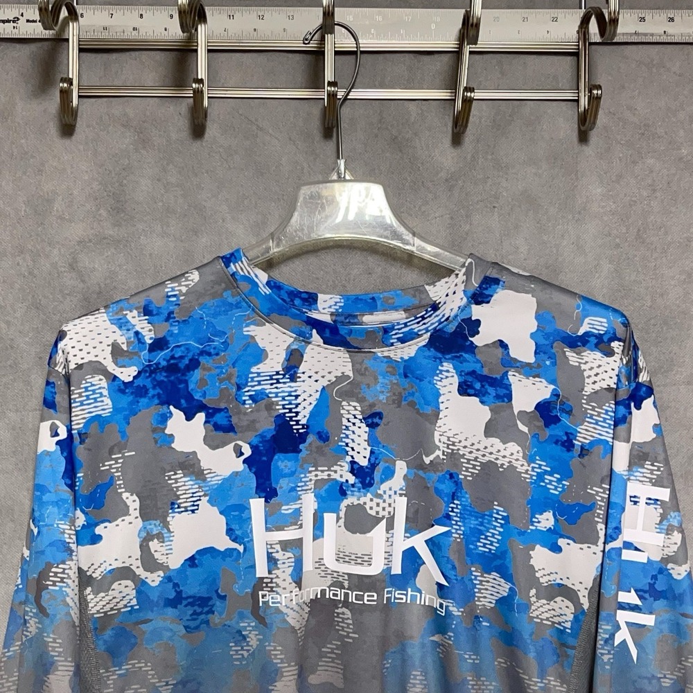 Huk Shirt Men 2XL Blu Refraction Camo Fade Performance Fishing Active Icon X L/S